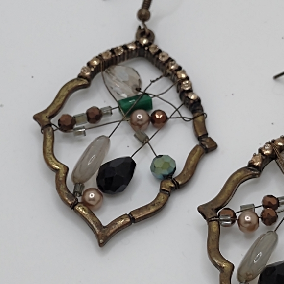 Multicolored sparkling wire boho dangling earrings - Picture 2 of 3